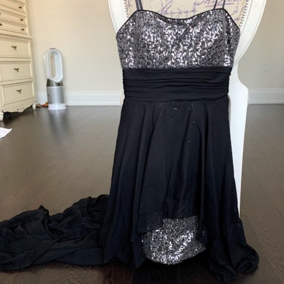 Melanie Lyne Sequins High Low Black Dress - Picture 1 of 6